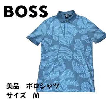 [ 새상품급 ] BOSS 휴고보스 피케 셔츠 잎 패턴 M 사이즈