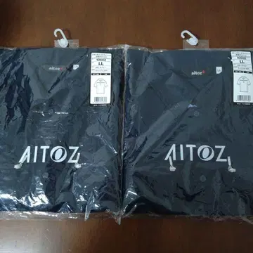 AITOZ 버튼 다운 더블 지퍼 반팔 피케 셔츠 LL 사이즈 네이비 2장