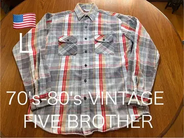70s 80s VINTAGE FIVE BROTHER 플란넬 셔츠 USA