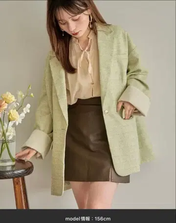 mideal design tweed over jacket 그린