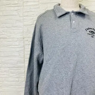 배드브래드 카라 부착 맨투맨 로고 자수 백 프린트 S [102-39]