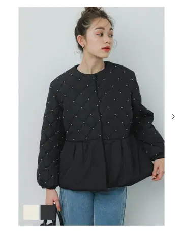 coca 코카 펄 퀼팅 티어드 블루종