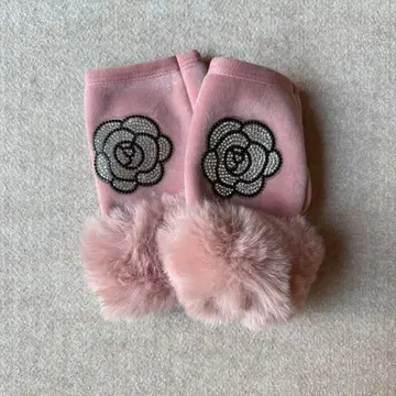 퍼 달린 핑크색 꽃무늬 장갑 스마트폰 대응