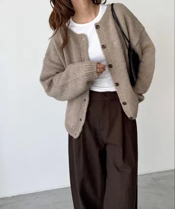 canaljean elmar 알파카 혼방 크루넥 가디건