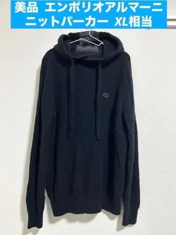 새상품급 엠포리오 아르마니 울 니트 후드티 블랙/그레이 XL 상당