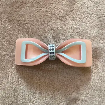 헤어 액세서리 반짝이는 스톤 장식 리본 머리핀 핑크 & 스카이블루 콤비