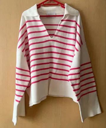 ADAM ET ROPE 티셔츠 보더 핑크 화이트