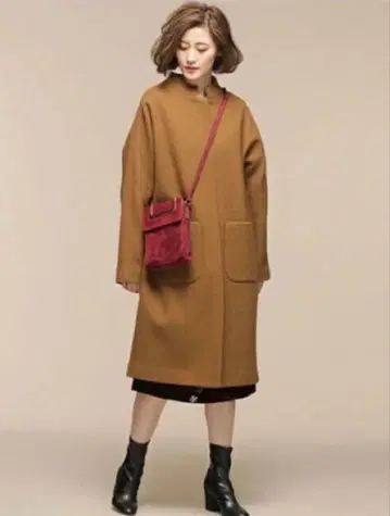 나노 유니버스 시프 기모 돌먼 슬리브 코트 브라운