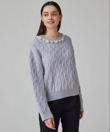 연보라 케이블 짜임 스웨터 S 사이즈