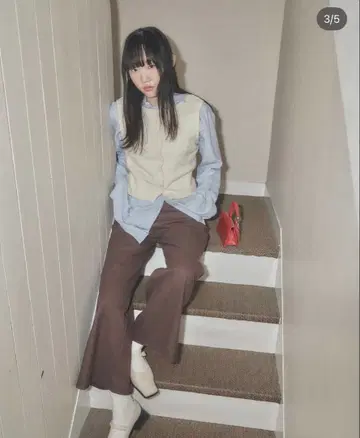 GIUNON 프론트 오픈 니트 베스트 화이트