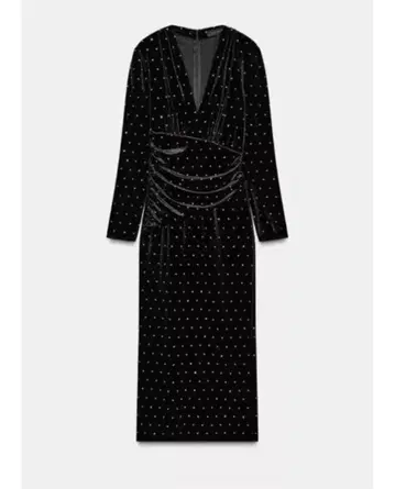 미사용 택 포함 ZARA 샤이니 벨벳 미디 기장 원피스 L 사이즈