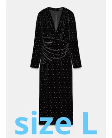 미사용 택 포함 ZARA 샤이니 벨벳 미디 기장 원피스 L 사이즈