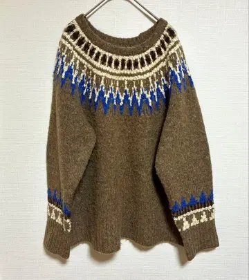 HUNCH치 노르딕 패턴 스웨터 브라운 FREE