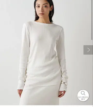 윔 가젯 코튼 골지 크루넥 풀오버 화이트