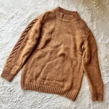 MHL. 케이블 니트 긴팔 스웨터 M 카멜 브라운