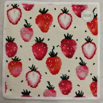 페이러 손수건 미사용 새상품 스트로베리 도트 아이보리