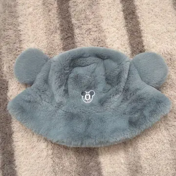 [ 새상품급 ] 미키 귀 달린 복슬복슬 버킷 햇 ( 블루 )