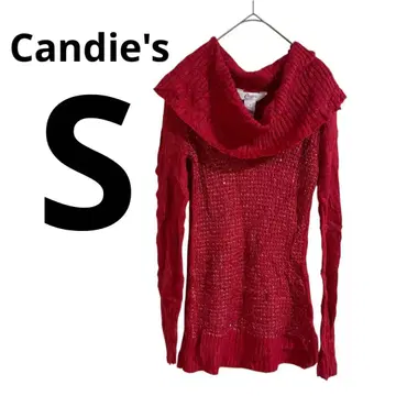 한정판 Candie's [ S ] 레드 니트 오프숄더 깔끔한
