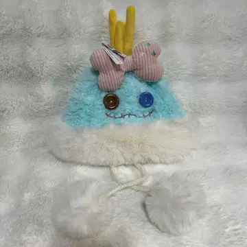 상하이 디즈니랜드 스티치 스크램프 복슬복슬 모자 팬캡