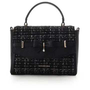 사만사 베가 트위드 악센트 리본 숄더백 블랙