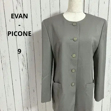 에반피콘 노카라 자켓 울 마크 프론트 버튼 M 그레이 계열