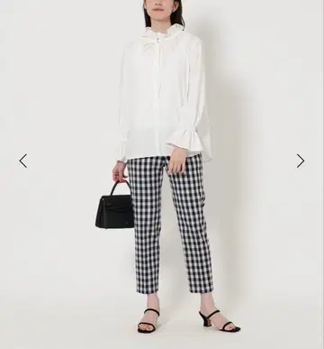 화이트 프릴 리본 셔츠 유나이티드 애로우즈