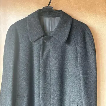 울 혼방 다크 그레이 피 코트