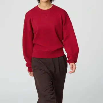 유니클로 C 스무스 코튼 크루넥 스웨터 L 사이즈 15RED