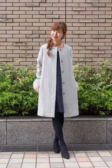 내추럴 뷰티 베이직 노카라 코트 그레이