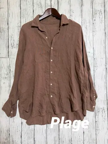새상품급 Plage 플라주 린넨100 볼륨 셔츠 브라운