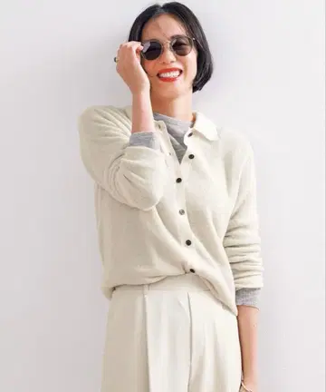 앙피로 카라 부착 가디건