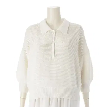 three dots 메쉬 하이 트위스트 코튼 폴로 화이트 S