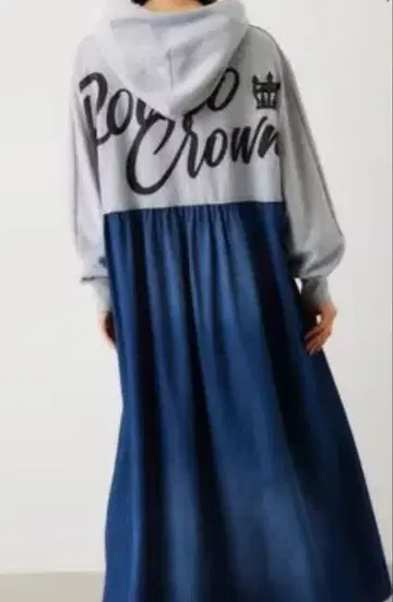 web 한정판 데님 도킹 후드티 맥시 원피스