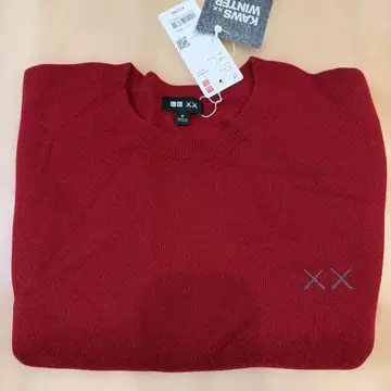 UNIQLO 100% 울 크루넥 스웨터 M 레드