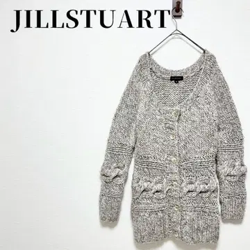 질스튜어트 로우 게이지 모헤어 니트 가디건 케이블 믹스 컬러