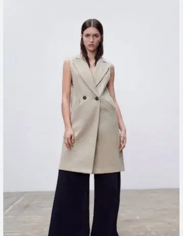 ZARA 더블 브레스트 소프트 베스트 XS 사이즈 베이지