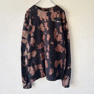 Champion 맨투맨 타이다이 패턴 스트릿 블랙 브라운 L