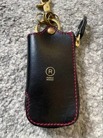 Porco rosso 가죽 키케이스 본점 한정판 네임 각인 스마트 키