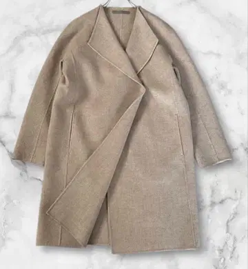 띠어리 럭스 더블 페이스 노카라 코트 38