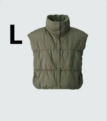 새상품급 UNIQLO:C 유니클로 시 다운 크롭 베스트 올리브 L