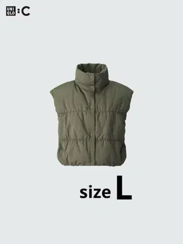 새상품급 UNIQLO:C 유니클로 시 다운 크롭 베스트 올리브 L
