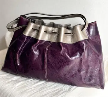 [ 새상품급 레어품 ] 퍼플 x 실버 천연 가죽 핸드백