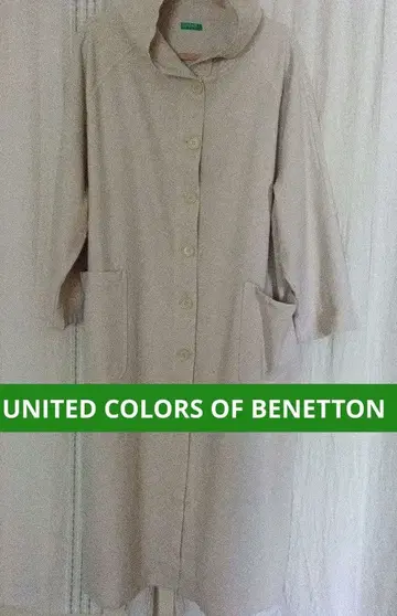 UNITED COLORS OF BENETTON 화이트 베이지 롱 코트
