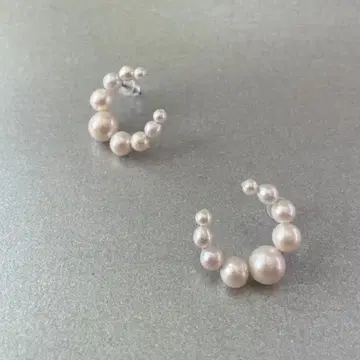 초승달 펄 귀걸이 스테인리스 포스트