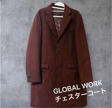 미사용 GLOBAL WORK 체스터 코트 브라운 남성용 L 가을/겨울