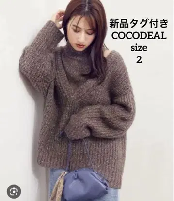 택 포함 새상품 COCODEAL 오픈 숄더 니트탑 브라운 M