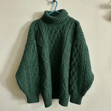 CALLAN 그린 터틀넥 니트 피셔맨 니트
