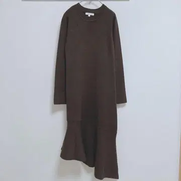 리엔다 니트 롱 원피스 긴팔 머메이드 아지메 브라운 프리