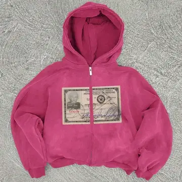 핑크 후드 부착 집업 후드티 M