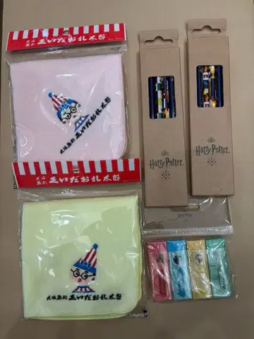 캐릭터 타월 2개와 클립 세트